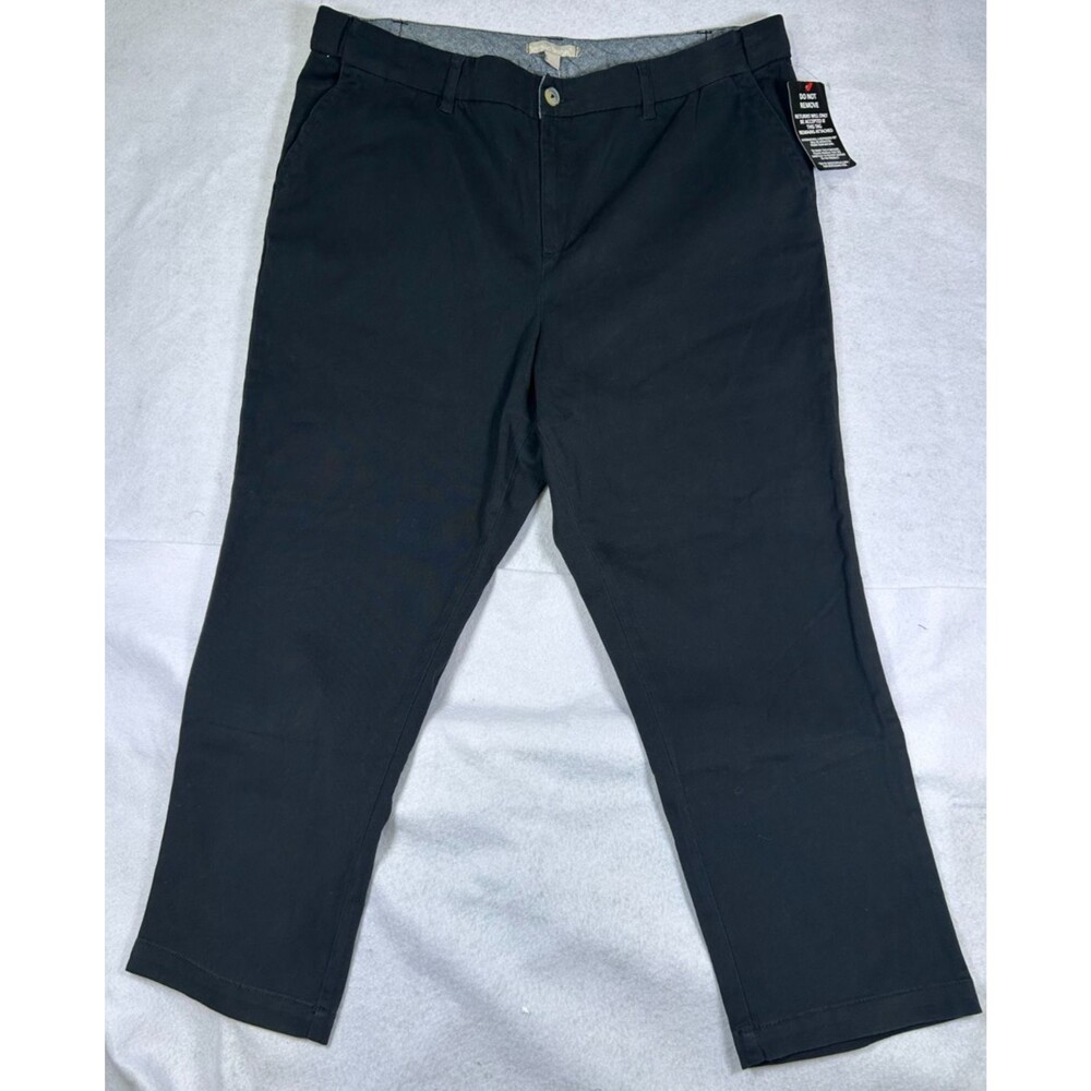 Woman Within Women’s 20W Petite Black Stretch Capri Pants Cotton Blend